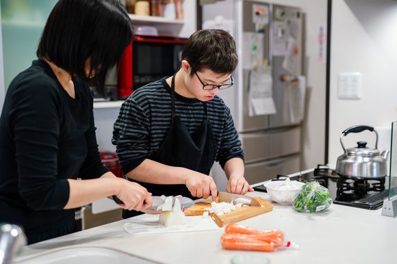 Student in kitchen